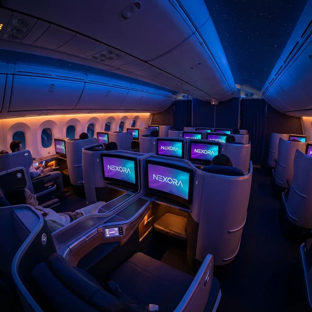 Aircraft cabin with seatback IFE screens